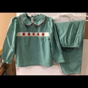 Precious Ladybug Smocked Pant Set size 4